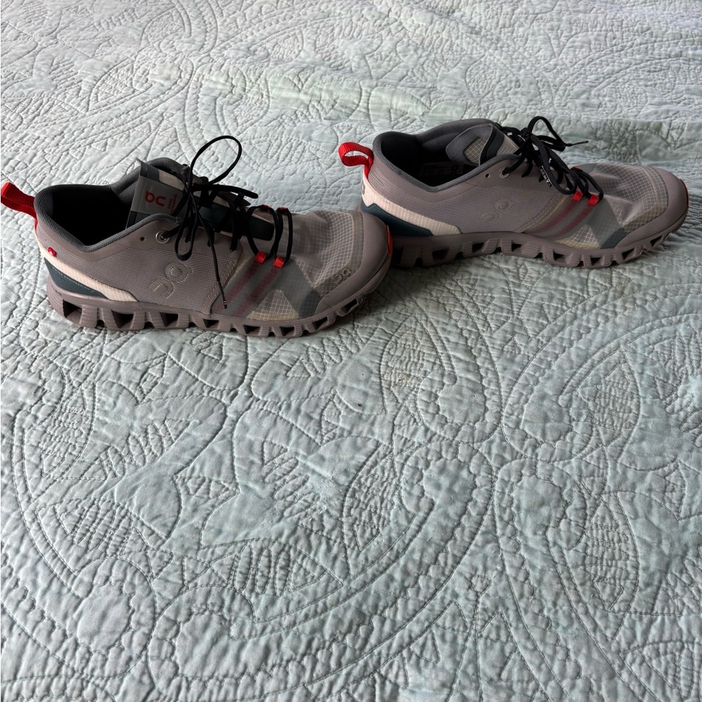 On Running Cloud X Shift Women’s Athletic Shoes in Gray and Orange - Picture 3 of 6